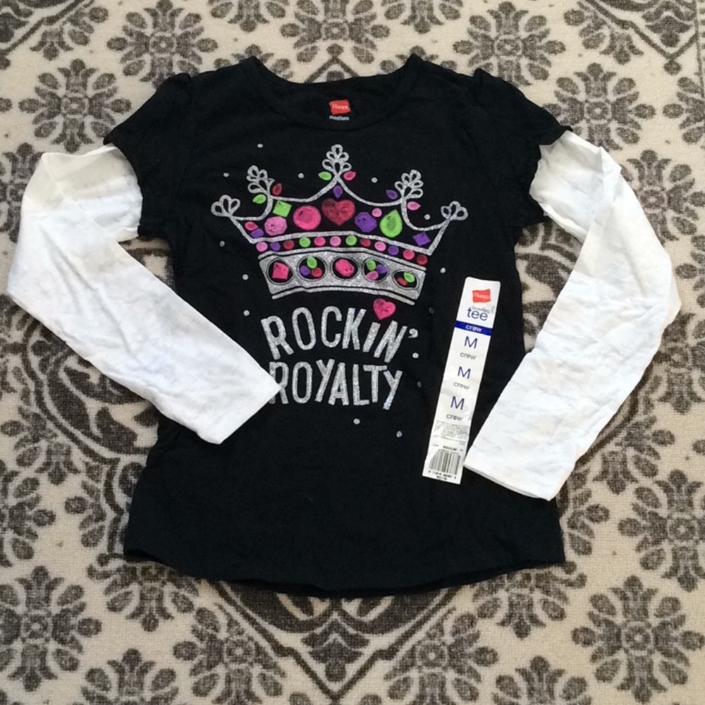 Hanes Girls Crew T Long Sleeves Shirt Size M 7/8